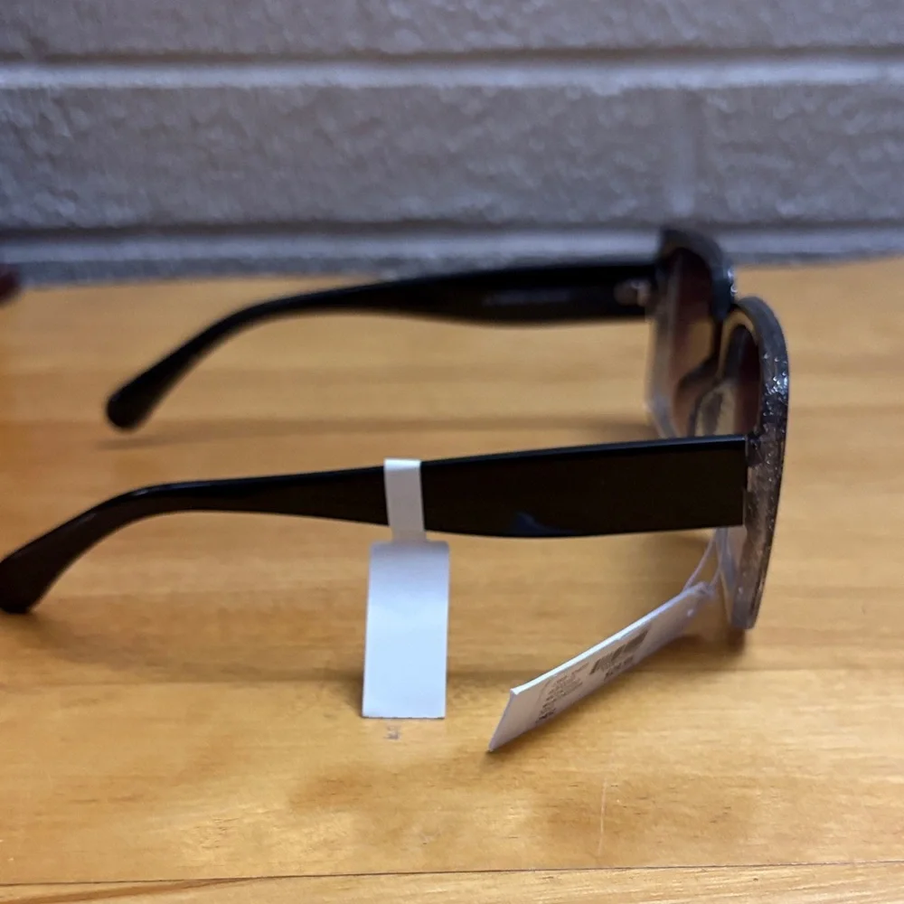 Lane Bryant Glitter Square Sunglasses in Black and Silver ombre sparkle NWT - Picture 5 of 8